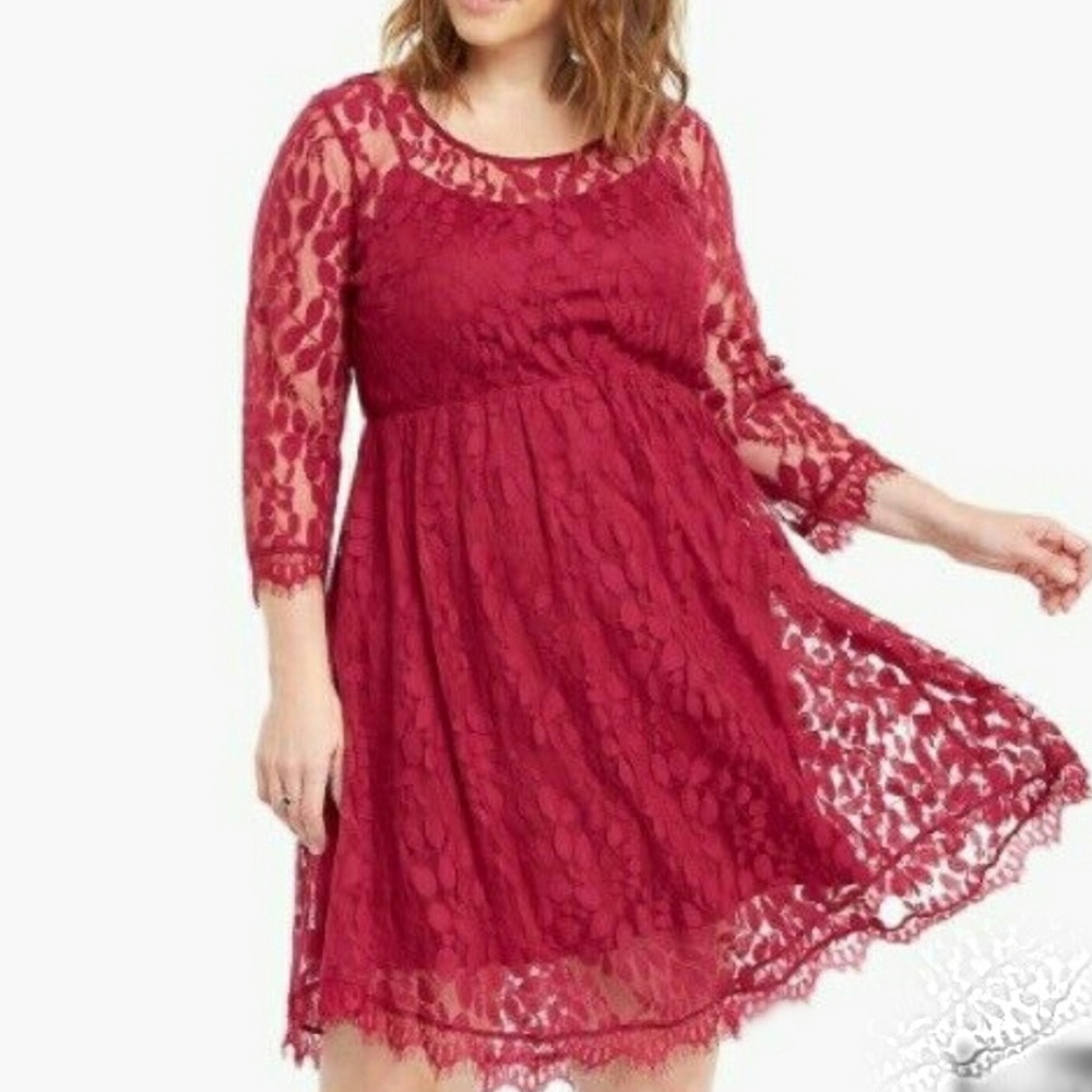 Torrid plus size 24 lace burgundy dress